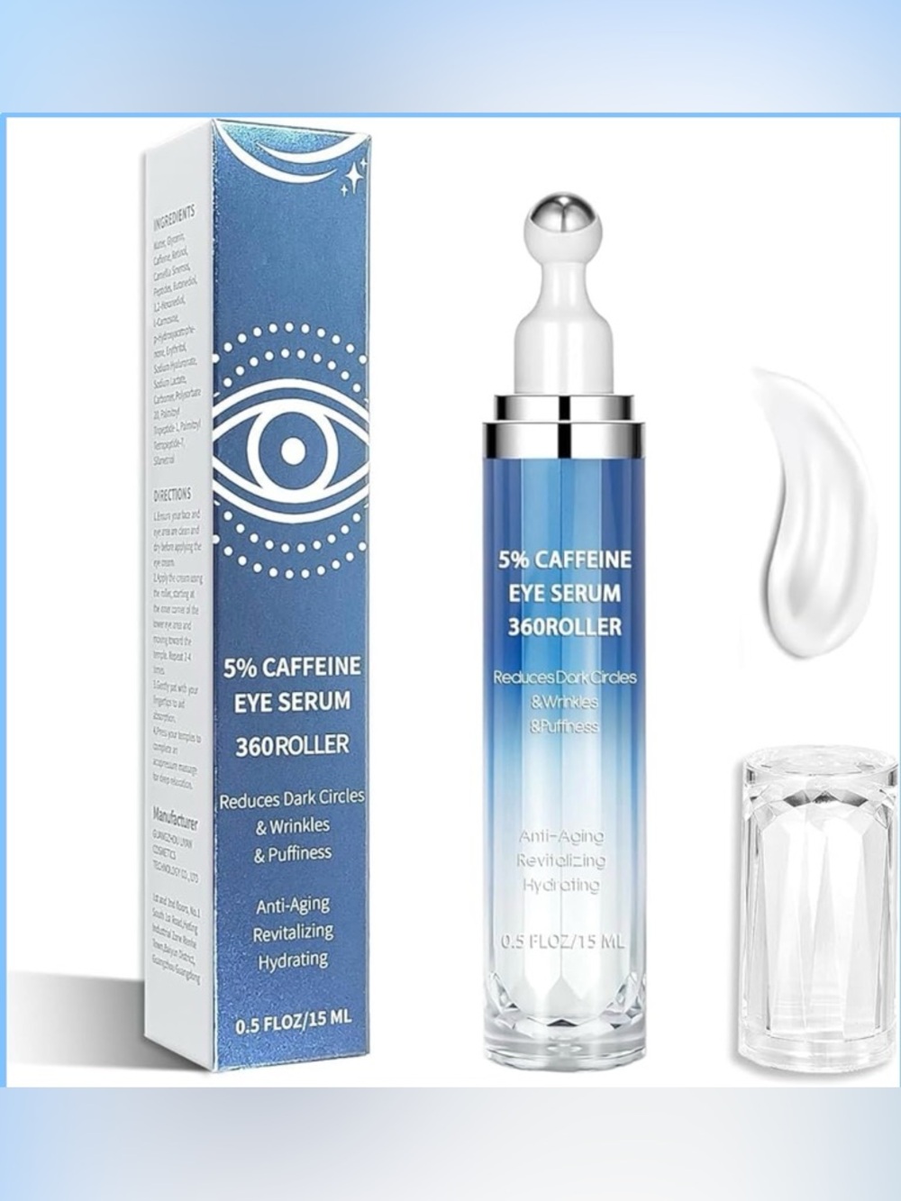 5% Caffeine & Retinol Eye Cream with 360° Roller